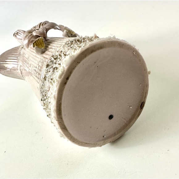 Vintage Ornate Pink Pitcher Vase With Gold Flower Details Hollywood Regency - Picture 7 of 11